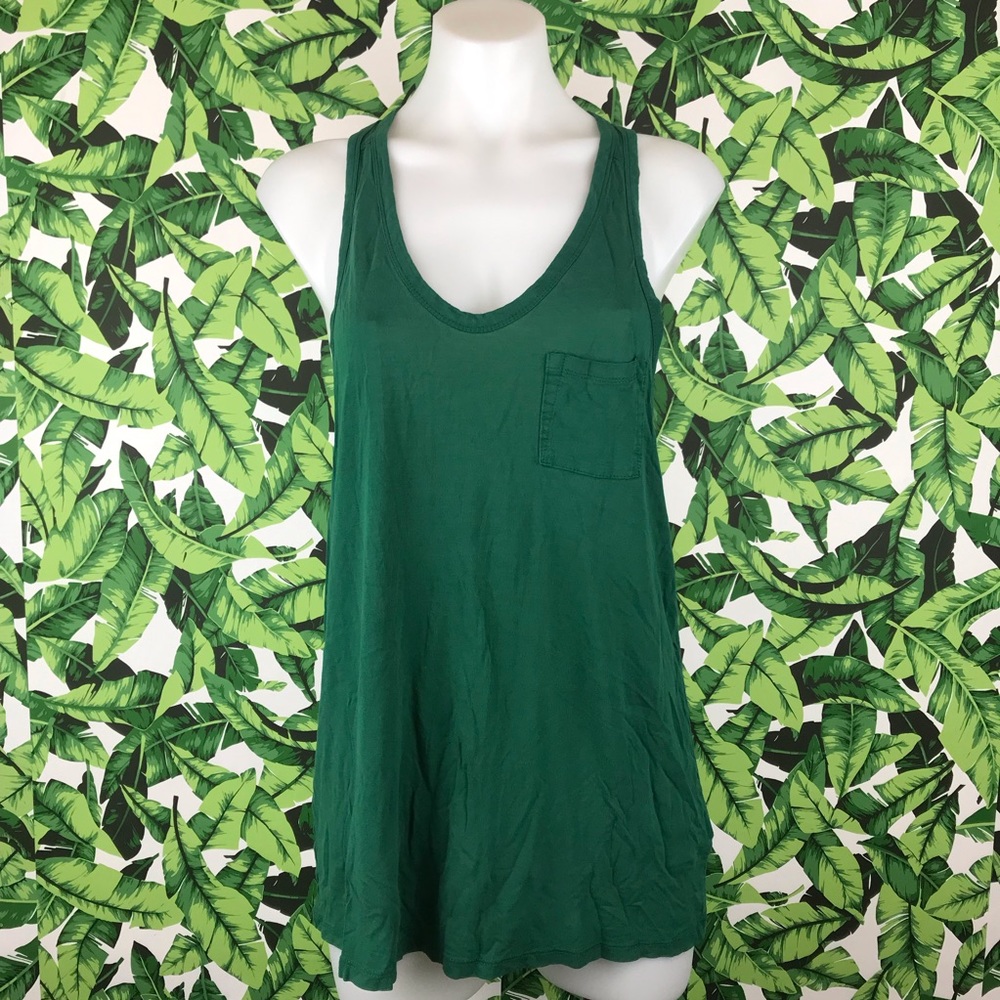 T by Alexander Wang Green Pocket Racerback Tank